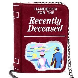 Hot Topic Burgundy 'Handbook for the Recently Deceased' Book Crossbody Bag